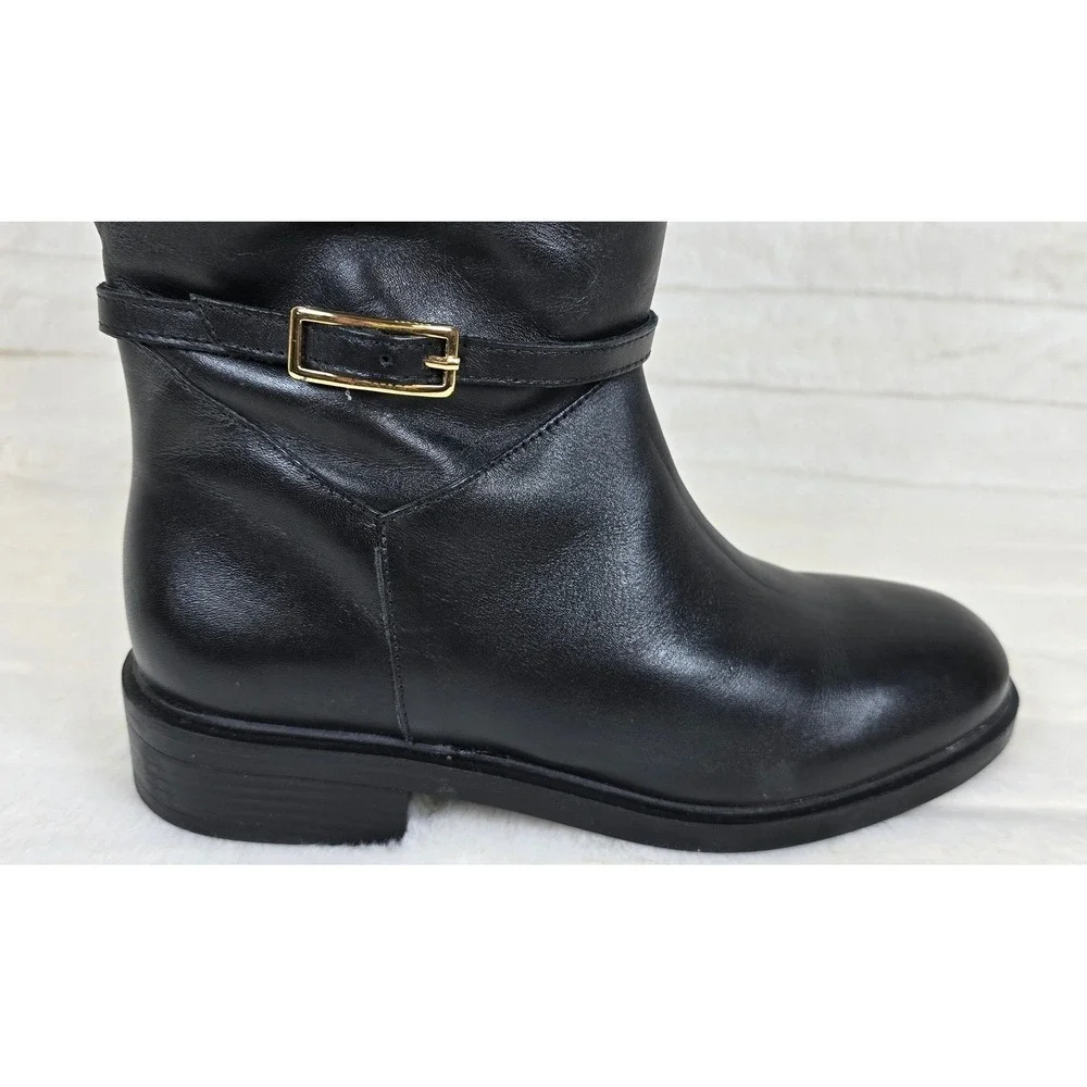 Arezzo Women's Mckenna Low Block Black‎ Leather BootsSize 6.5 M